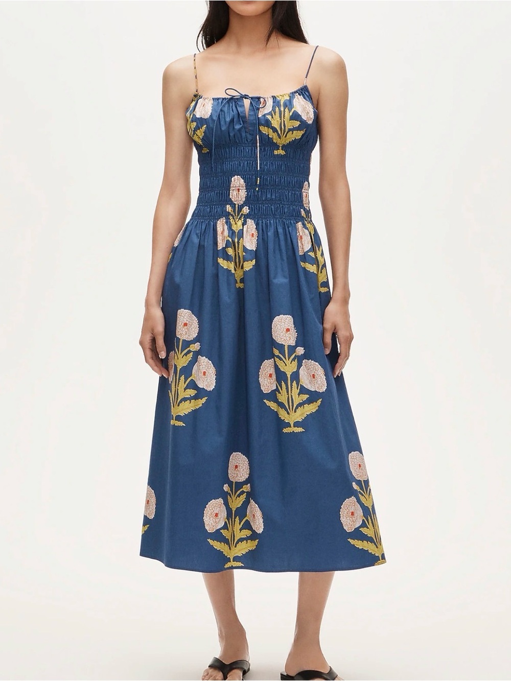 J.Crew Tall Reverie dress in marigold block print